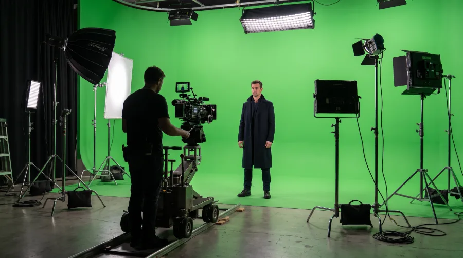 Reale Studioproduktion mit professioneller Kamera- und Lichttechnik